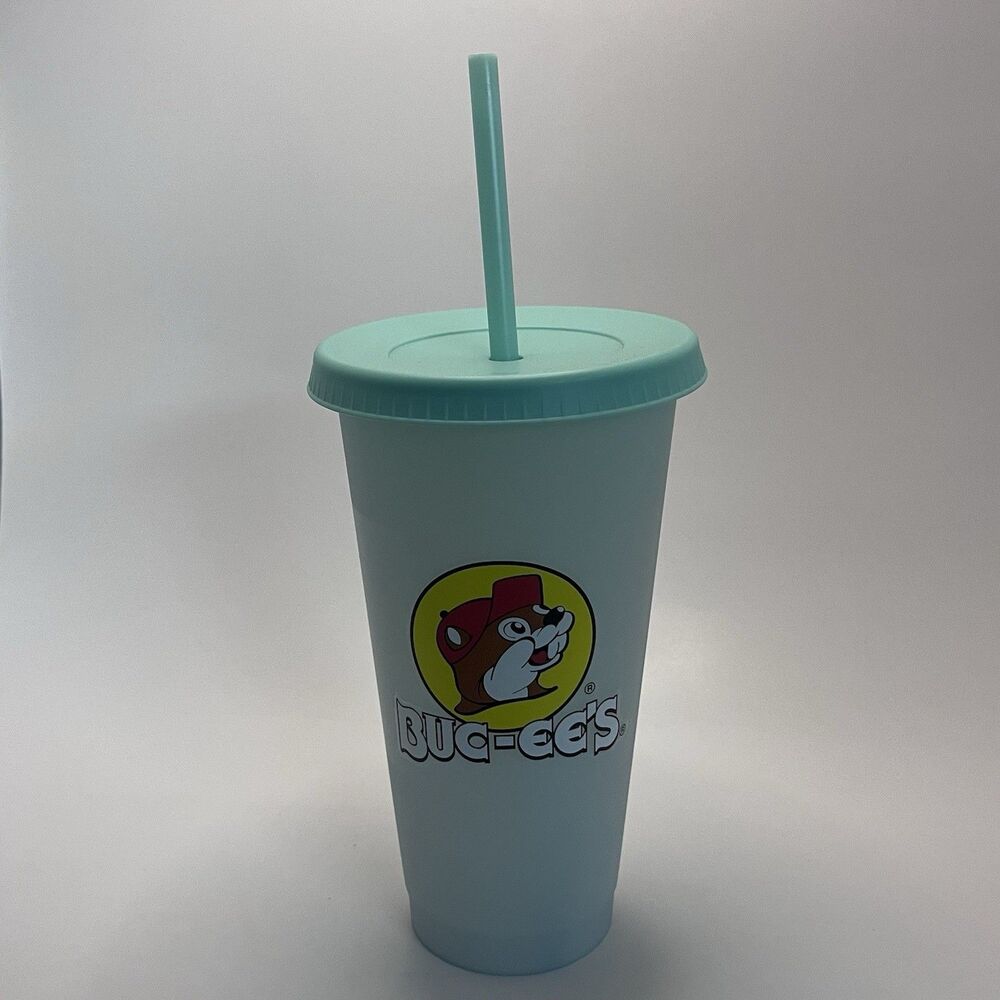 Buc-ee’s Plastic Light Blue Tumbler w/ Lid & Straw Bucees